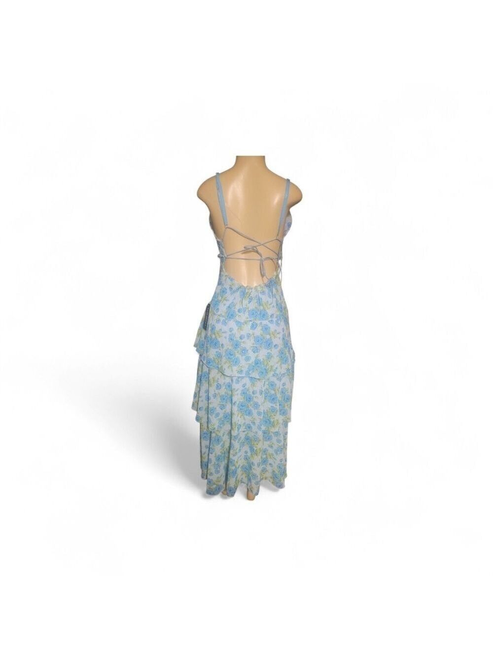 Kann Moda New Collection Blue Floral Tiered Maxi Dress Spring  Dress Size 2 - Picture 3 of 6